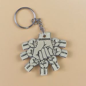 Dad and Kids Fist Bump, Personalized Keychain, Father's Day Gifts for Dads - Keychains - GoDuckee