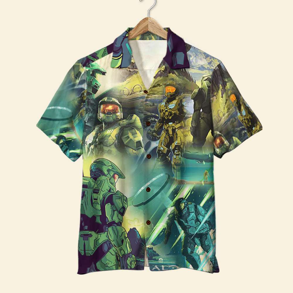 Halo Infinite Science-Fiction Artwork - Hawaiian Shirt, Aloha Shirt - Hawaiian Shirts - GoDuckee