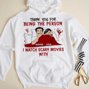 Couple Thank You For Being The Person I Watch Scary Movies With Personalized Shirts - Shirts - GoDuckee