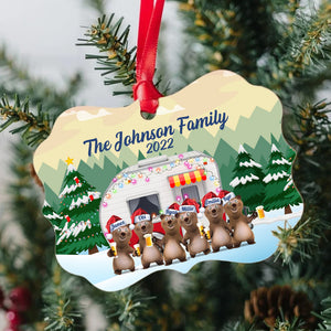 Camping Bear Family Medallion Wood Ornament Gift - Ornament - GoDuckee