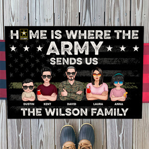 Veteran Home Is Where The Army Sends Us, Personalized Door Mat, Military Gifts - Doormat - GoDuckee
