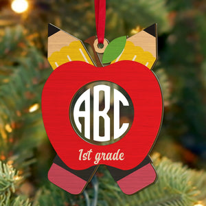 Personalized Teacher Ornament, Custom Monogram Name, Christmas Tree Decor - Ornament - GoDuckee