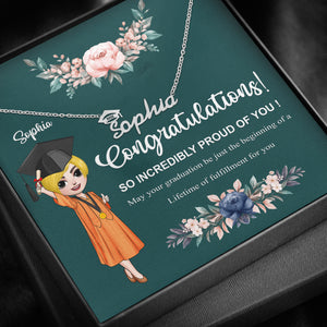 Personalized Graduation Necklace - Congratulations So Incredibly Proud Of You - Chibi Graduate - Jewelry - GoDuckee