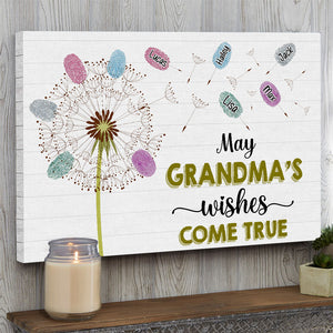 May Grandma's Wishes Come True- Gift For Grandma- Personalized Canvas Print- Fingerprints Dandelion- Mother's Day Canvas Print - Poster & Canvas - GoDuckee