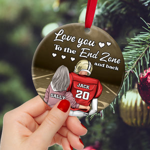 America Football Love you to the endzone Personalized Circle Ceramic Ornament - Ornament - GoDuckee