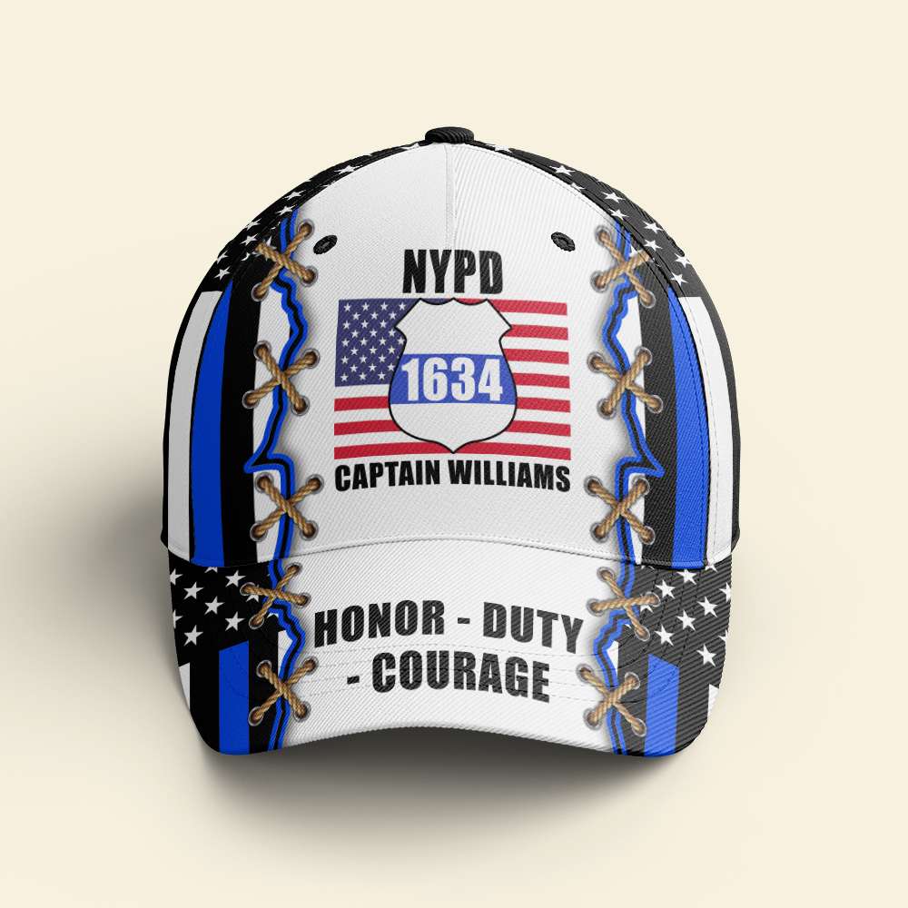 Honor Duty Courage, Personalized Police Classic Cap, Gift for Police - Classic Cap - GoDuckee