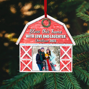 Jesus Bless This Home With Love and Laughter, Personalized Wood Ornament - Ornament - GoDuckee