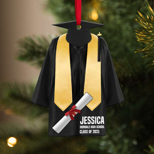 Senior Graduate Cap And Gown Personalized Christmas Ornament - Ornament - GoDuckee