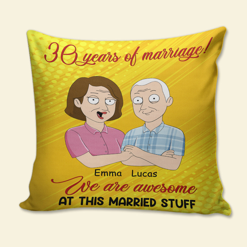 Personalized Old Couple Pillow - We Are Awesome At This Married Stuff - family guys - Pillow - GoDuckee