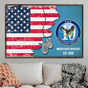 Military Division and America Flag - Custom Military Unit Poster - Poster & Canvas - GoDuckee
