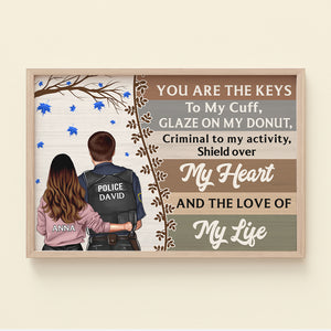 The Keys To My Cuff - The Love Of My Life, Personalized Police Couple Canvas Print - Poster & Canvas - GoDuckee