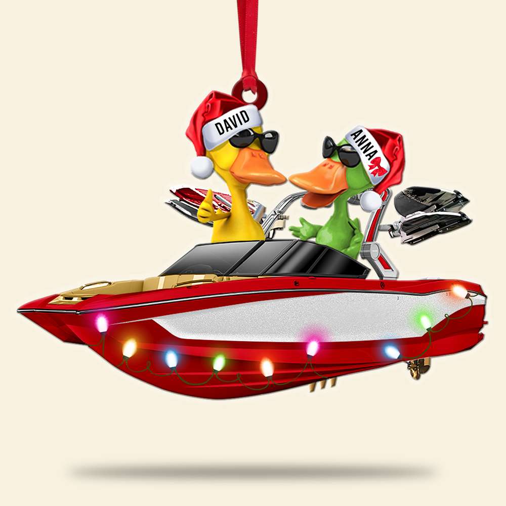 Wakeboarding Duck Journey Personalized Custom Shape Ornament - Ornament - GoDuckee