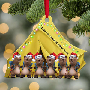 Hiking Bear Backpacker Personalized Christmas Ornament - Ornament - GoDuckee