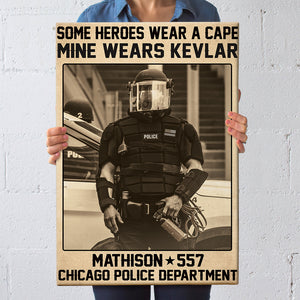 Personalized Police Poster - Some Heroes Wear A Cape Mine Wears Kevlar - Poster & Canvas - GoDuckee