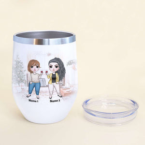 Personalized Drinking Girls Bestie Wine Tumbler - Relationship Status Getting Drunk - Fashion Girl Doll Bar - Wine Tumbler - GoDuckee