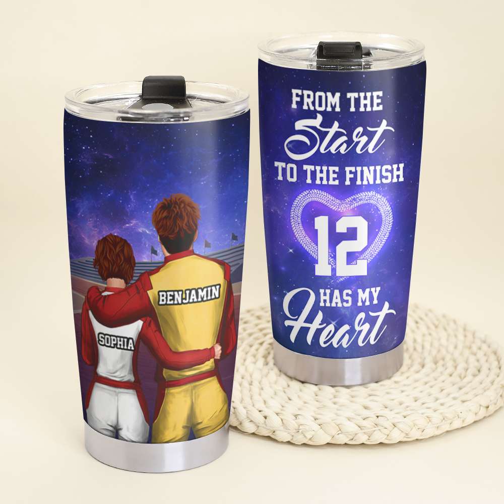 Personalized Racing Couple Tumbler Cup - From The Start to The Finish - Couple Shoulder to Shoulder - Tumbler Cup - GoDuckee