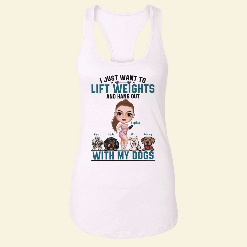 Lift Weights With My Dogs - Personalized Tumbler Cup - Gift For Fitness  Lovers - Fitness Girl Dog Back
