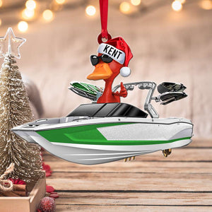 Wakeboarding Duck Journey Personalized Custom Shape Ornament - Ornament - GoDuckee