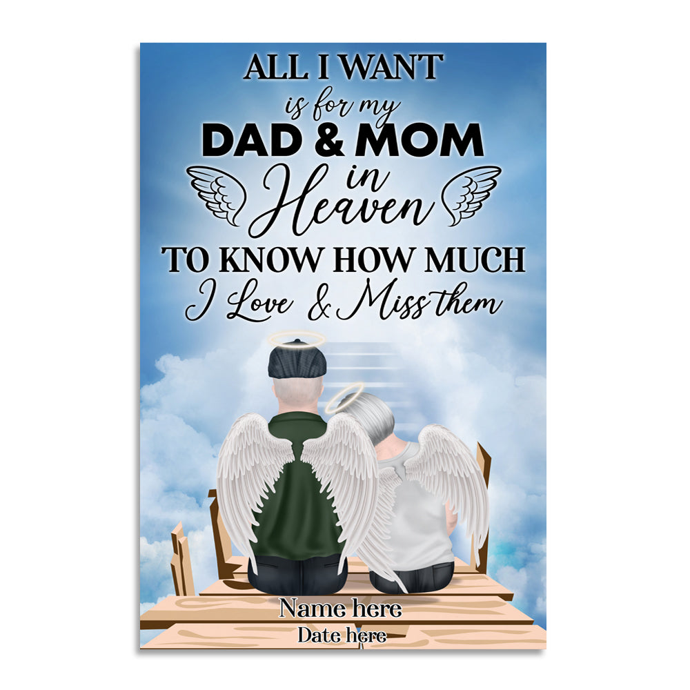 Personalized Old Angel Couple Poster - To Know How Much I Love and Miss Them - Memories Of Dad and Mom in Heaven - Poster & Canvas - GoDuckee