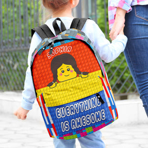 Everything Is Awesome, Personalized Lego Backpack, Back-to-school Gift for Kids - Backpack - GoDuckee