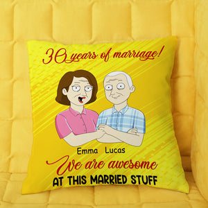 Personalized Old Couple Pillow - We Are Awesome At This Married Stuff - family guys - Pillow - GoDuckee