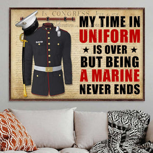 Personalized Marine Uniform Poster - Time In Uniform Is Over - Retro - Poster & Canvas - GoDuckee