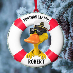 Pontoon Captain Duck Personalized Custom Shape Ornament, Christmas Gift - Ornament - GoDuckee