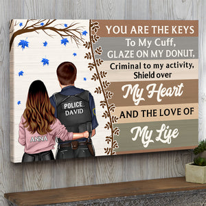 The Keys To My Cuff - The Love Of My Life, Personalized Police Couple Canvas Print - Poster & Canvas - GoDuckee
