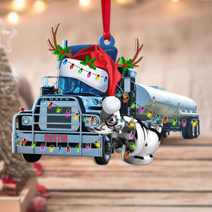 Trucker Christmas Mack Truck, Personalized Acrylic Ornament - Ornament - GoDuckee