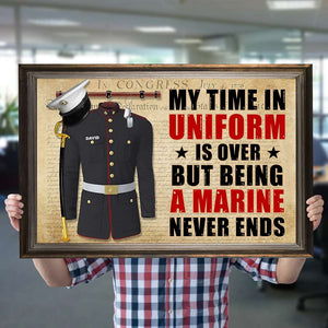 Personalized Marine Uniform Poster - Time In Uniform Is Over - Retro - Poster & Canvas - GoDuckee