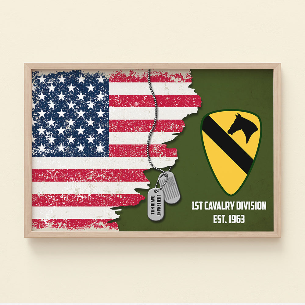 Military Division and America Flag - Custom Military Unit Poster - Poster & Canvas - GoDuckee
