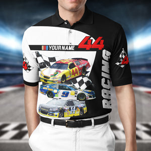 Custom Photo Racing Car Polo Shirt - Racing Car Gift For Racers - AOP Products - GoDuckee