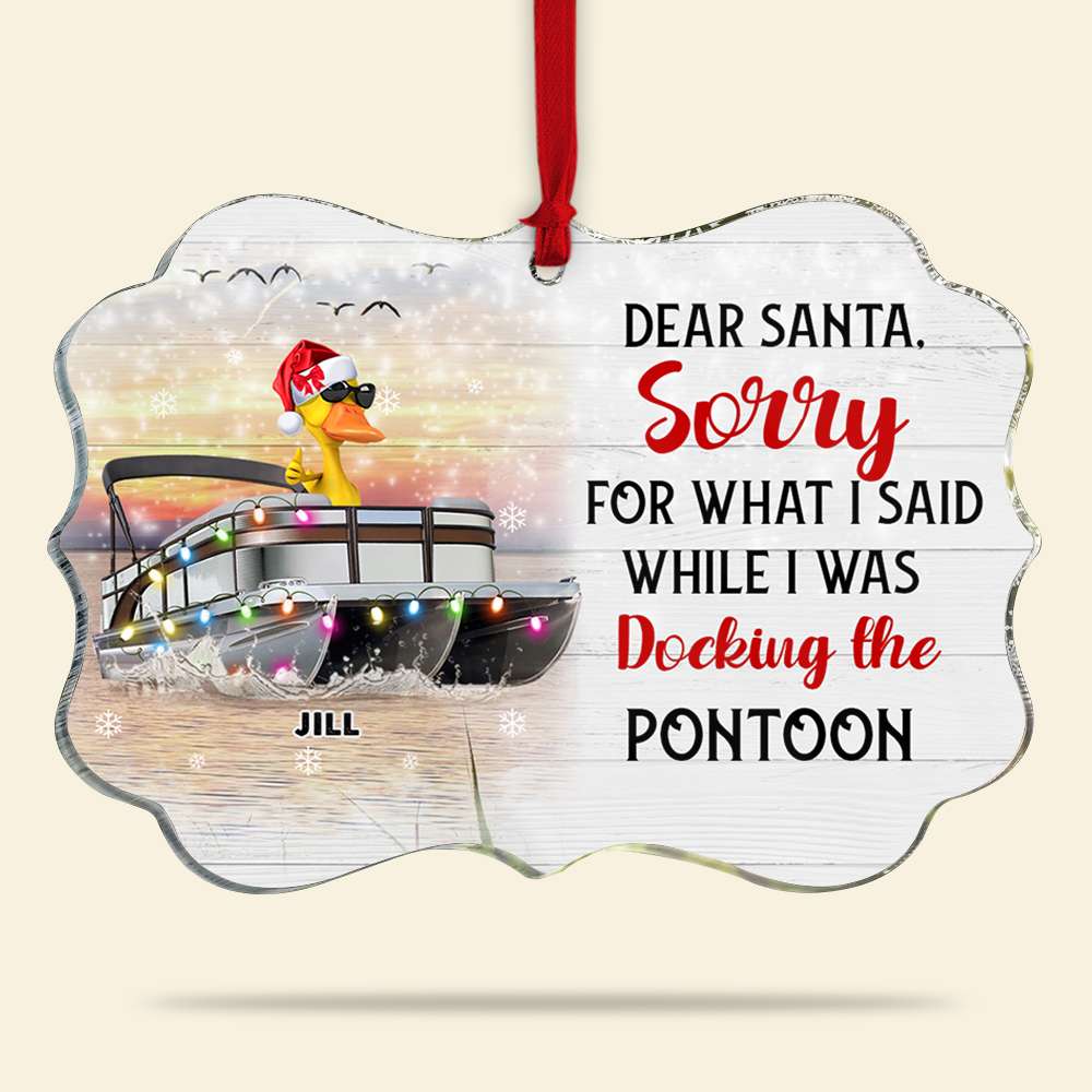Dear Santa, Docking The Pontoon - Personalized Duck Christmas Ornament - Christmas Gift For Pontoon Lover - Ornament - GoDuckee