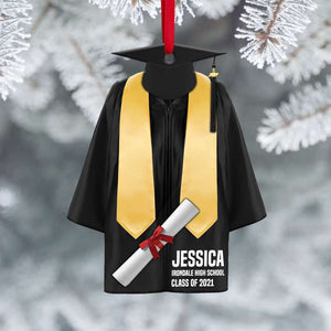 Senior Graduate Cap And Gown Personalized Christmas Ornament - Ornament - GoDuckee