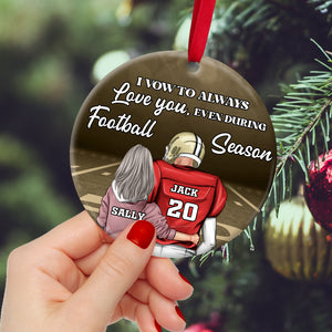 America Football I Vow To Always Love You Personalized Circle Ceramic Ornament - Ornament - GoDuckee