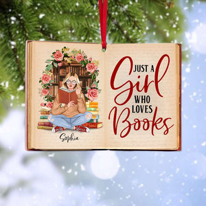 Book Just A Girl Who Loves Books, Personalized Acrylic Ornament - Ornament - GoDuckee
