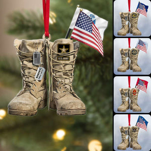 Military Boots, Personalized Acrylic Ornament, Military Ornament - Ornament - GoDuckee