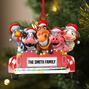 Farm Animals With Car Personalized Christmas Ornament Gift For Farmers - Ornament - GoDuckee