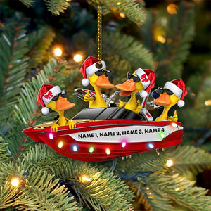 Water Skiing Wakeboarding Ducks - Personalized Christmas Ornament - Ornament - GoDuckee