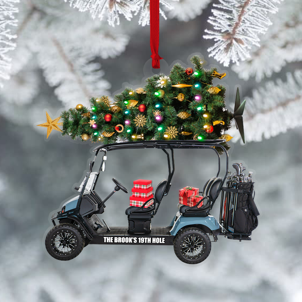 Golf Cart Family, Personalized Acrylic Ornament - Ornament - GoDuckee