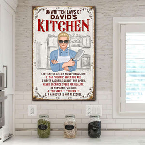 Unwritten Laws of My Kitchen, Personalized Metal Sign, Gifts for Chef - Metal Wall Art - GoDuckee