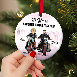 Biker Couple 10 Years And Still Riding Together - Ornament - GoDuckee