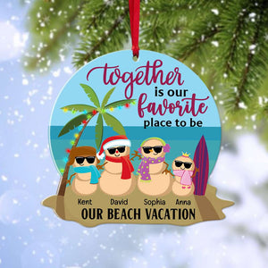 Family Beach Snowman Together Is Our Favorite Place To Be, Personalized Acrylic Ornament - Ornament - GoDuckee