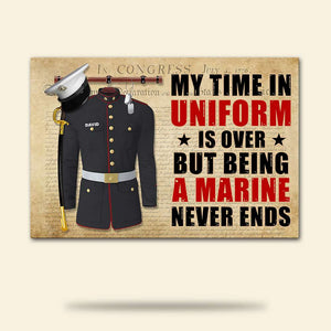 Personalized Marine Uniform Poster - Time In Uniform Is Over - Retro - Poster & Canvas - GoDuckee