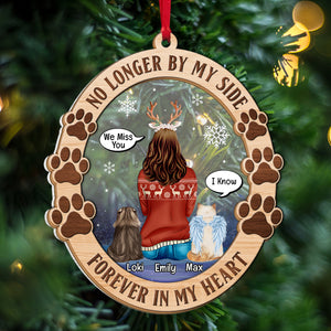 No Longer By My Side Forever In My Heart, Personalized Cat 2 Layered Mix Ornament - Ornament - GoDuckee