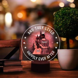 And They Lived Happily Ever After - Personalized Led Night Light - Gift for Couple - Couple Shoulder to Shoulder - Led Night Light - GoDuckee
