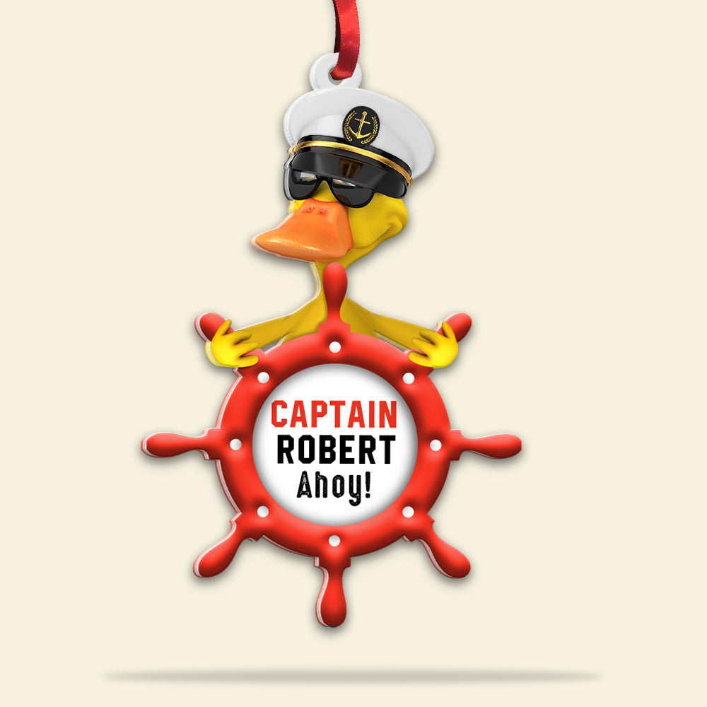 Cruising Captain Duck Ahoy, Personalized Acrylic Ornament - Ornament - GoDuckee