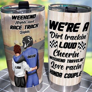 Personalized Racing Couple Tumbler - Weekend Nights And Race Track Lights - Tumbler Cup - GoDuckee