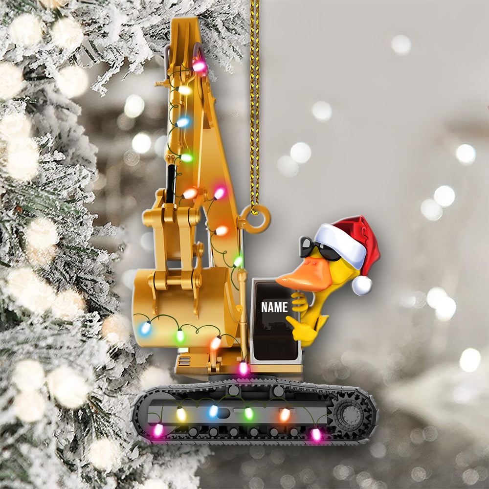 Heavy Equipment Excavator Duck - Personalized Christmas Ornament - Christmas Gift For Heavy Equipment Operator - Ornament - GoDuckee