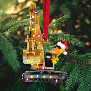 Heavy Equipment Excavator Duck - Personalized Christmas Ornament - Christmas Gift For Heavy Equipment Operator - Ornament - GoDuckee